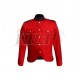 Canadian Police Style Cutaway Tunic in Red Gabardine Wool with Navy Collar and Epaulettes