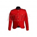 Canadian Police Style Cutaway Tunic in Red Gabardine Wool with Navy Collar and Epaulettes