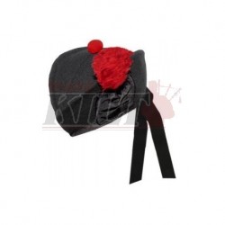 Black Glengarry Hat with Red Toorie