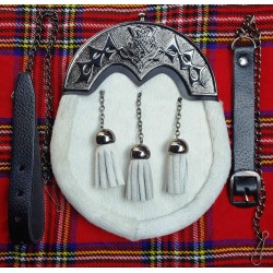 New Scottish Kilt Tassels COWHIDE Leather Sporran with Chain belt