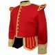 Red / Buff Pipe Band Doublet with buff collar, cuffs, and epaulettes, gold braid trim and gold buttons