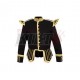 Black Wool Pipe Band Doublet with scrolling gold braid trim